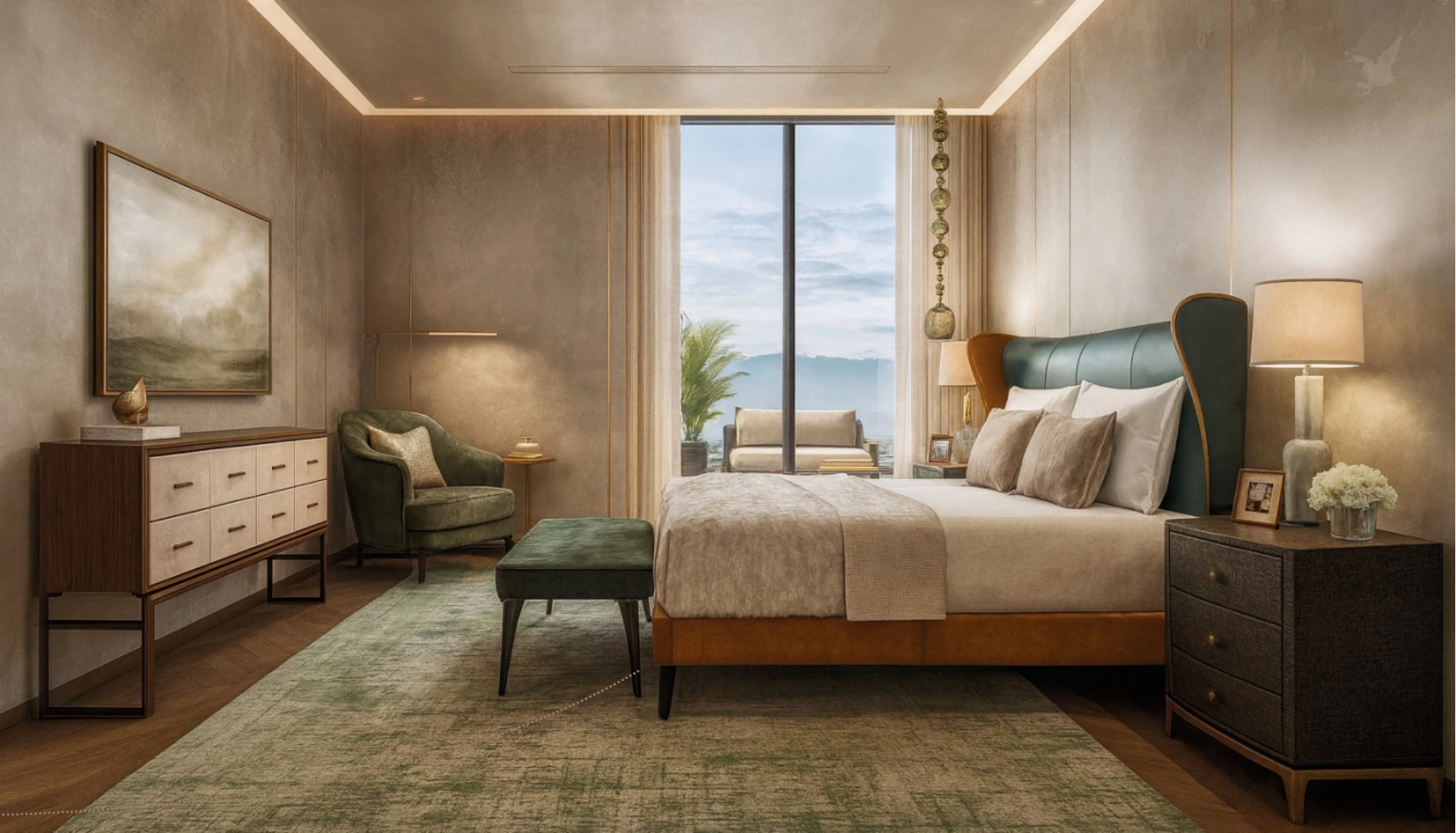 Bedroom interior of a Highland Mayfields apartment in Sector 118, Mohali